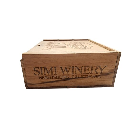Vintage Simi Winery Wooden Box With Sliding Lid & Dividers - Picture 3 of 9